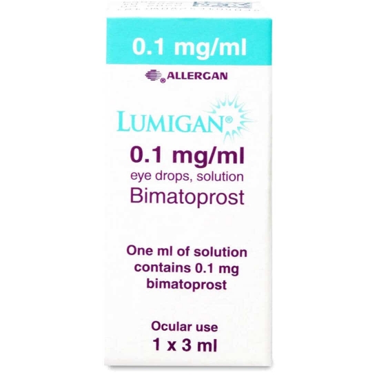 Picture of Lumigan 0.1mg/ml Eye Drops.